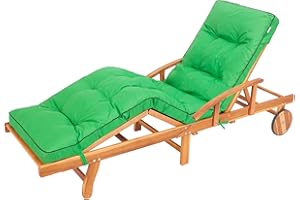 ‎PILLOWPRIM PillowPrim Liegenauflage, Auflage Gartenliege (Grün) 201 x 55 cm, 8 cm dick, Auflagen für Deckchair, Bequeme Polsterauflage für Sonnenliege, Liegestuhl