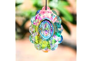 H&D HYALINE & DORA 76 mm Bunte Kristall-Pfauen-Prisma-Sonnenfänger, Regenbogen-Anhänger, hängende Kristallprismen für Fenster, für Feng Shui, als Geschenk
