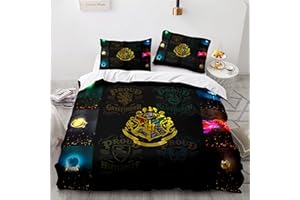 LKFFHAVD Juego de ropa de cama de Harry Potter, Hogwarts con fundas de almohada, funda nórdica Hermione, estampado 3D, microfibra, adecuado para niños y niñas (220 x 260 cm, 9)