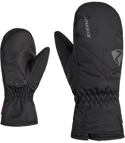 Ziener Levin GTX Mitten Junior, Muffole da Sci/Sport Invernali, Impermeabili, Traspiranti Bambini, Nero/Grigio Inchiostro Mimetico, 6.5