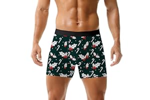 Cocila Men's Funny Christmas Breathable Briefs Xmas Santa pants Novelty Holiday Shorts 2x Mens Boxers With Fly Opening Black