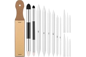 HJZHII 15 Stück Papierwischer Set,Papierwischer Bleistife,Zeichnen Zubehör Doppelköpfe Papier Radiergummi Stift Bleistift Blendende Stümpfe Tortillions Set Zeichenwerkzeuge für Abwischen Korrigieren