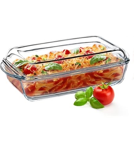 Relaxdays Auflaufform Aus Glas Mit Deckel, 4,5 Liter, Ofenfest Bis 400°C, Für Lasagne, Braten & Gratins