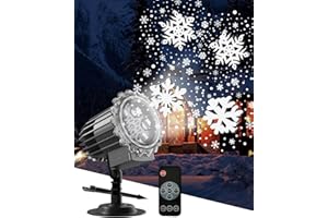 Trongle Weihnachten Schneeflocke Projektor Licht 3D-Effekt, LED Projektionslampe mit Fernbedienung & Timer, Weihnachtsprojektor Licht Wasserdicht, Dynamischem Schneefall, für die Weihnachtsdekoration