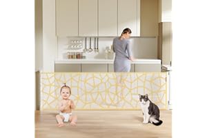 HJCMIKEE Barrière rétractable extra large pour grande ouverture, porte intérieure et extérieure, 88,9 cm de haut et 304,8 cm de large, barrière de sécurité pour chien, chat, clôture de piscine, installation