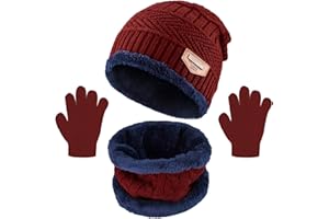 Yutdeng Kids Winter Hat Scarf and Gloves Set Girls Beanie Knitted Snood & Gloves 3 in 1 Super Soft Great Warm Boys 2-10 Years