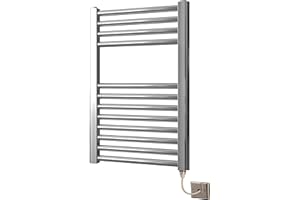 Greened House Electric 400 wide x 600 high Flat Chrome Towel Rail Bathroom Radiator (400mm W x 600mm H)