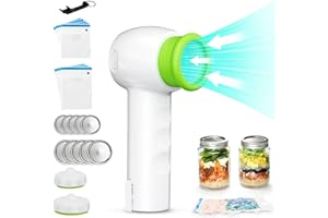 PILIPANE Food Vacuum Sealer Machine, Kitchen Vacuum Sealer Bag Set, Portable Vacuum Sealer with Advanced Digital Display, Ideal for Food Storage Preservation, Food-Grade Materials,10 Bags 10 Cans