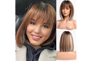 BLONDE UNICORN Wigs for Women Bob Wigs with Bangs Straight Women Wigs Synthetic Fiber Wig (Ombre Mixed Wig)
