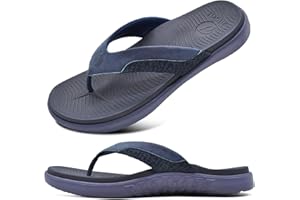 ONCAI Chanclas sandalias de cuero para hombre, sandalias con soporte para el arco, toboganes deportivos, pantuflas con suela de espuma para Yoga EU 40-49