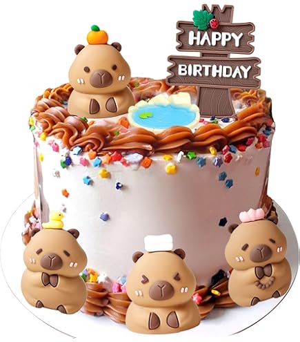 Figurines Capybara Décorations Gâteau Anniversaire Toppers Animaux Décoration Enfants Fête été Joyeux Anniversaire