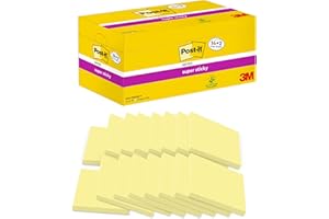 Post-it Foglietti Super Sticky Canary Yellow, Pacchetto Convenienza da 14 blocchetti + 2 gratis, 90 Fogli/blocco, 76mm x 76mm, Colore Giallo, Foglietti Adesivi per Appunti, Elenchi & Promemoria