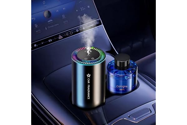 Diffuseur Voiture avec 50ml Parfum (Cologne), Sent Bon Diffuseur Électrique, On/Off Automatique, Atomiseur Ultrasonique, 3 Modes, Batterie Intégrée, Diffuseur d'Arômes pour Voiture Durée 5 Mois BJ-577
