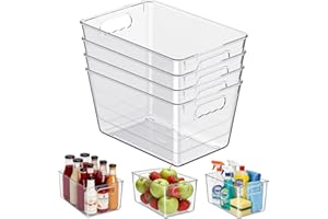 KJIXYUNG Kühlschrank Organizer Set, Küchen Organizer, Aufbewahrung Boxen für den Einsatz in Kühlschränken, Küchen, Schränken und Schubladen BPA frei (4 Stück, L(29x19x15CM))
