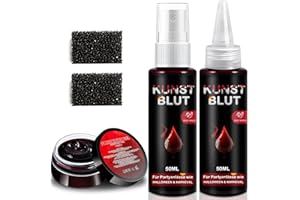 KAIYINGXIN Sangue Finto Halloween 3er Set, 50g Plasma Coagulato, 50ml Spray di Sangue Finto, 50ml Sangue Finto Lavabile, Halloween Trucchi Trucco Fake Blood, per Carnevali, Film, Teatro, Scherzi,Ferite Simulate