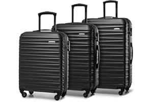 WITTCHEN GROOVE Line Set di 3 Valigie (S+M+L) Rigido in ABS 4 Ruote Serratura a Combinazione Manico Telescopico Nero