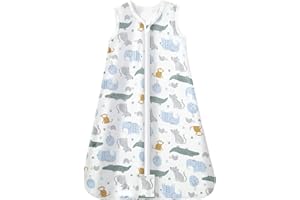Mosebears Sacco nanna estivo per bambini, 0,5 Tog, 100% cotone, traspirante, (paradiso di animali, M (6-12 mesi)