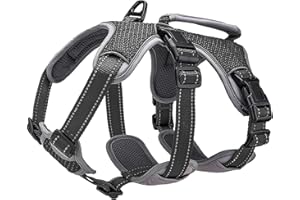 BELPRO Arnés de Apoyo Multiusos para Perro, a Prueba de Escape, Chaleco Reflectante Ajustable con Mango Duradero, arnés para Perros Grandes y Activos (Negro, XL)