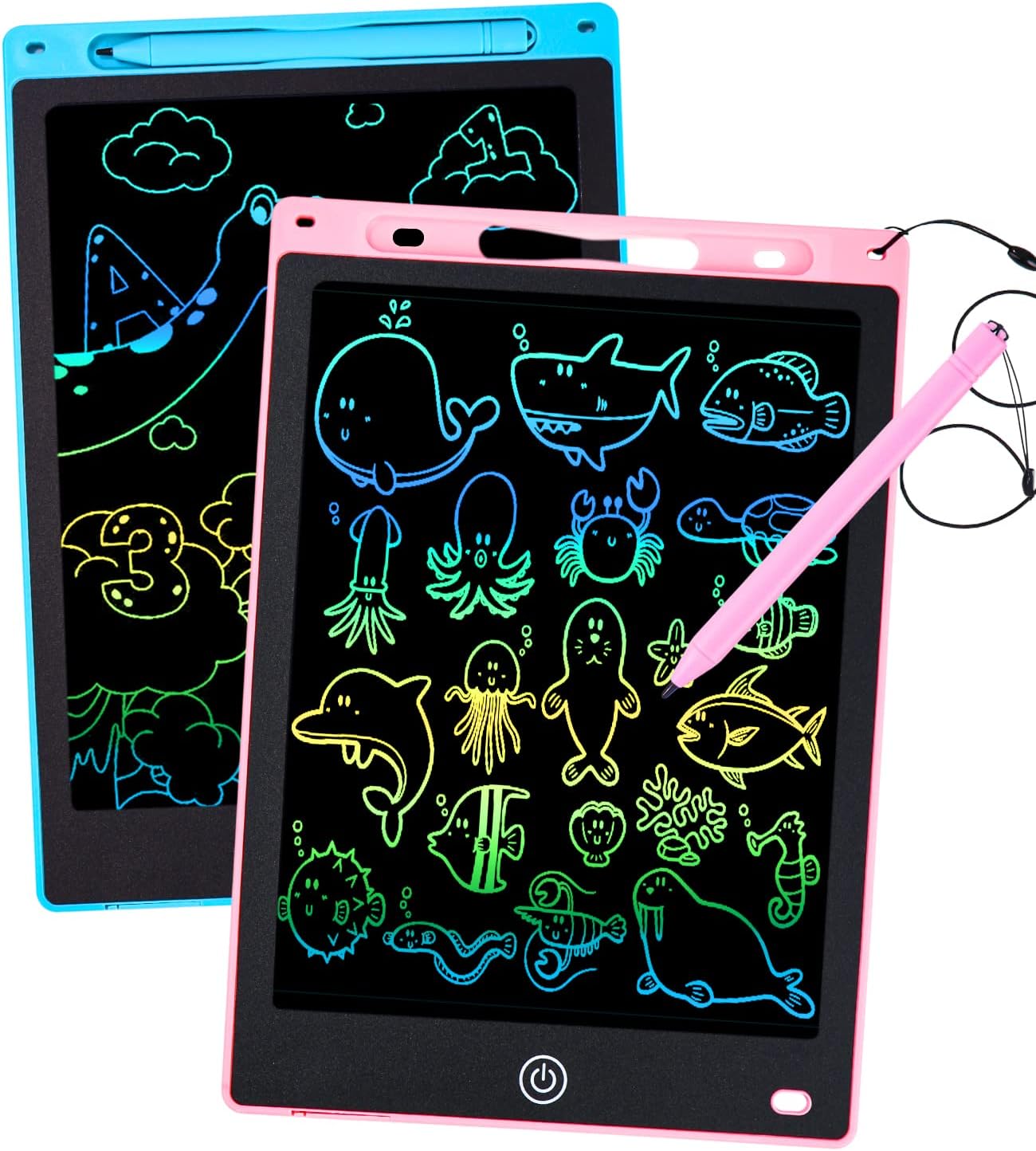 2 piezas Tableta de Escritura LCD para Niños, 10 Pulgadas Tablero de Dibujo LCD Tableta Gráfica con Lápiz, Pantalla Colorida Borrable Reutilizable Juguete Educativo para Niñas Niños de 3+ Años
