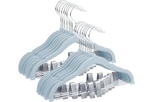 ManGotree Perchas de terciopelo para bebé de 30 cm con clips móviles, perchas antideslizantes para ropa de niños, perchas de fieltro ultrafinas que ahorran espacio para camisas, pantalones, vestidos