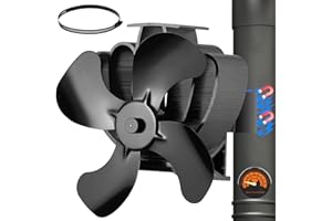 CWLAKON Ventola Magnetica per Stufa a Legna, Ventilatore della Stufa da Tubo, Senza Elettricità Alimentato Calore Ventola, Silenzioso Distribuzione del Calore Ventilatore per Camino con Termometro