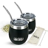 Here & Now Yerba Mate Kupası ve Bombilla Seti | 2 Mate Su Kabağı, D&ouml;k&uuml;lmeye Dayanıklı Kapaklar ve Mate Pipetler | Bombilla Fı