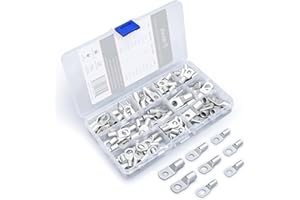 Wirefy 120 Piezas de Terminales Electricos Redondos con Ojal de Cobre Estañado - Extremos de Cables de Batería sin Aislamiento - Terminal con Ojal - 6-25 mm²