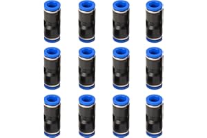 JANZOOM 12 Stück 5/32 Zoll gerade Push to Connect Armaturen Pneumatikschläuche, 2-Wege-Kunststoff-Schnellspanner, PU-Luftleitungsadapter (4 mm)