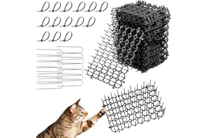 Infreecs Barriera per Animali Domestici in Rete Spinosa da 15 Pezzi, Rete Spinosa contro Gatti con 15 Ancoraggi a Terra a Forma di U e 15 Fascette per Cavi, Rete Anti-Gatto per Finestre, Prato