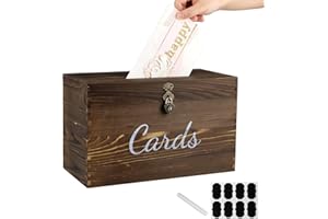 BIMUYI Wood Wedding Card Box, Envelope Holder with Lock, Card Gift Receiving Box for Reception, Anniversary and Birthday Party