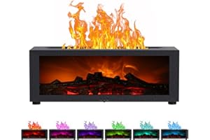 WingFly Difusor de chimenea, difusor de llama con 7 luces de color, difusor de aceite esencial de 150 ml con temporizador y apagado automático sin agua para el hogar o yoga (negro)