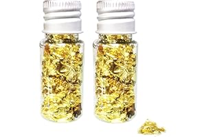 SOVZOVY Essbare Blattgoldblätter, Blattgold Flocken Multifunktions-Dekorfolienpapier Goldfolie Papier Dekorfolie Papier Küche Mousse Kuchen Backen Gebäck Kunsthandwerk Decor (2 Flaschen)