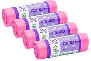 EFFENNE group - 120 Sacchi Spazzatura rosa profumati 35x45 cm per la raccolta differenziata da interno - Sacchetti di Plastica per la pattumiera del bagno o della cucina.