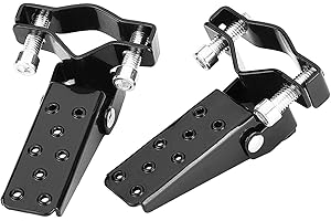 Qiilu Motorrad Fußstützen, schwarz Stilvolle Metall Motorrad Motorrad Rahmen Fußstützen Stützen Pedale Breite Pedale Auflage Fußrasten Ersatz für Suzuki