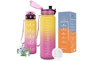 Vikaster Borraccia Sportiva, Borraccia 500ml/1000ml/1500ml, Senza BPA & Prova di Perdite, Bottiglia Acqua Bambini, Bici, Scuola, Palestra, Ufficio, Yoga