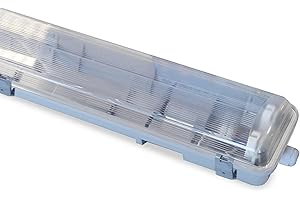 VELAMP Vuota NEPF218 Esterno Impermeabile IP65 per 2 Tubi LED. Plafoniera da Giardino. Pre Cablata. Montaggio Semplice. Lunghezza 66,5cm, Grigio