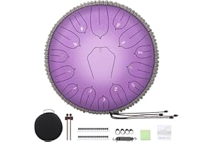 Musfunny Steel Tongue Drum 15 Notes: 12 Inch Steel Drums D Major with Drumsticks Bag Finger Cover - Handpan for Adults Musical Education Meditation Percussion Musical Instruments