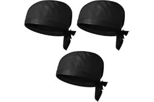 Cabilock 3 Pezzi, Berretto da Cucina Elastico da Chef Cappello da Cuoco in Cotone Poly Copricapo per Uomini Donne Cucina Nero