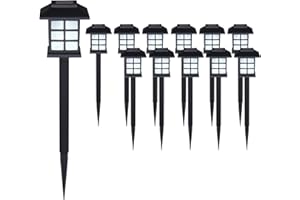 Deuba 12x Luces Solares LED para Jardín con Sensor Lámparas Antorchas Negro Protección IPP Luz Solar