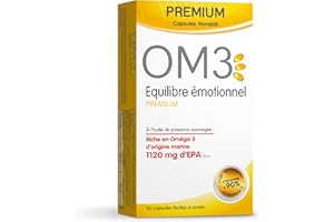 OM3 - Equilibre Emotionnel Formule Premium - Huile de poissons concentrée à 80% d'Oméga-3 - Capsule Brevetée - 45 capsules