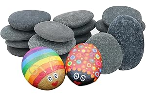 Deefongo 18Pcs pièces Pierres Plates à Peindre 5-7cm Galets Lisses pour Peinture, Galets Naturels, pour Dessin de Pierres Peintes, Décoration de Aquarium Jardin