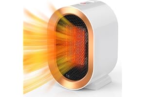 DZKKIUR Radiateur Electrique 800-1200W Mini Radiateur Soufflant Céramique Chauffage d’Appoint Salle de Bain Portable 2 Réglages de Chaleur Protection Contre le Surchauffe pour Salon Chambre Bureau