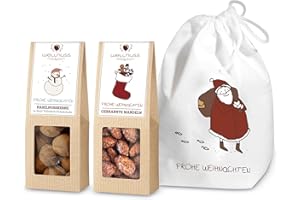 ‎WELLNUSS WELLNUSS Winterwunder - Premium Weihnachts-Geschenk für Männer & Frauen I 2 Nuss- & Schokoladen-Snacks im Baumwollsäckchen zu Weihnachten I Feinkost Geschenkidee für Eltern, Partner, Freunde