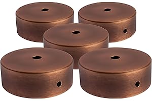 AMARCORDS - 5 Rosoni Lampadario in metallo, coprifili per lampada completo di accessori fermacavo viti e staffa da soffitto. Diametro 77mm altezza 26mm colore BRONZO