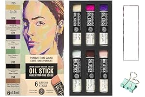 Sennelier Mini Oil Sticks 6pcs .Set portait tons clairs et mini pince