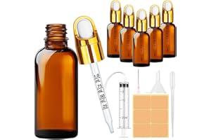 Amentalove 5 Stück Pipettenflasche 30ml, Braunglas Pipettenflasche, Tropfflasche, Apothekerflasche Braunglas mit Trichter und Spritze, Braunglasflasche für Ätherische Öl Parfümöle Aromatherapie