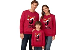 Genérico Sudadera Navidad Familia 2025 Jersey Navidad Familia Punto para Hombre Mujer Jersey Navideñas Familiares Camisolas de Natal para Parejas para el Invierno Sudadera Navideña