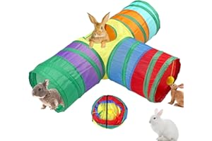 GNB PET Bunny Tunnels & Tubes Collapsible 3 Way Bunny Hideout Small Animal Activity Tunnel Toys for Dwarf Rabbits Bunny Guinea Pigs Ferret Kitty Cat Puppy