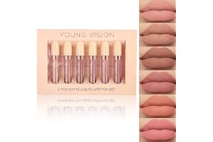 YOUNG VISION Matte Nude Liquid Lipstick Sets, Long Lasting and Waterproof Pink/Brown Lip Stick Pack Bundles, Lip Gloss/Lip Stain Makeup Set for Women