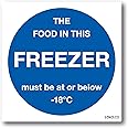 Pack of 2 Freezer Sign 100x100mm Self-adhesive Vinyl Sticker Health and safety Kitchen Temperature Procedures